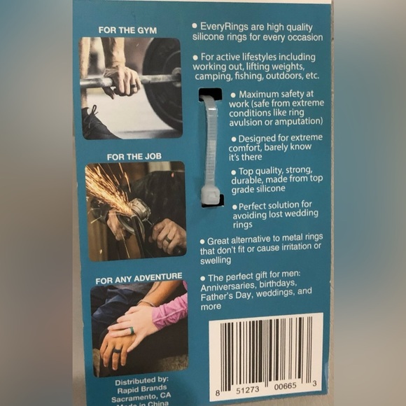 Everyrings 10pc blue gray black silicone rings set size medium new - Picture 7 of 10